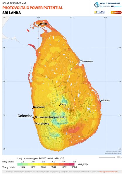 光伏发电潜力, Sri Lanka